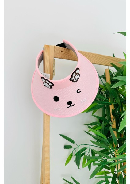 (6-12 Yaş) Ayıcık Detaylı Çocuk Vizör şapka - Krem