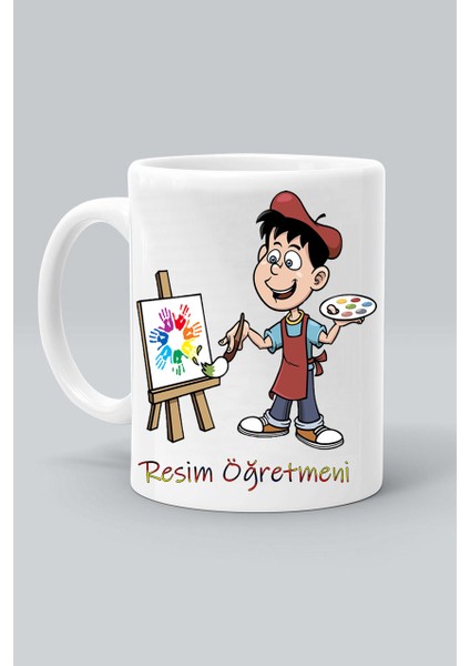 Resim Öğretmeni Baskılı Klasik Beyaz Kupa Bardak