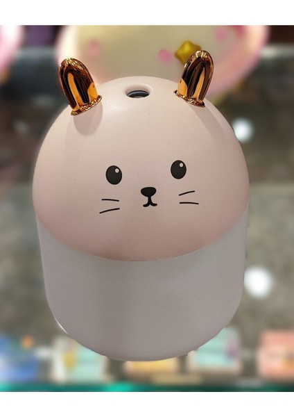Kedi Model Ultrasonik Hava Nemlendirici Buhar Mak. ve Aroma Difüzörü Işıklı Küçük Boy (11CM * 8 Cm)