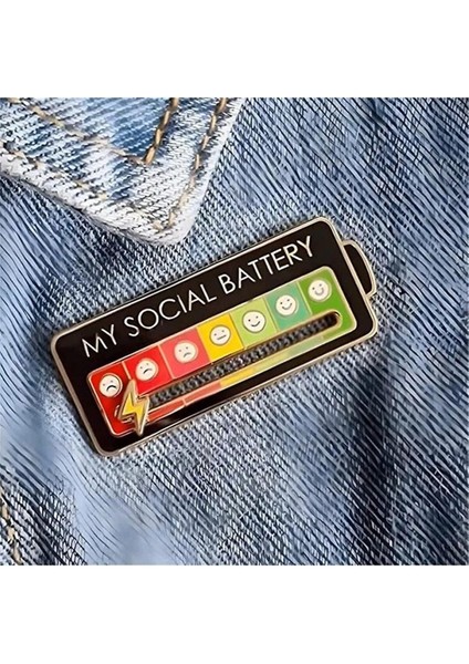 My Social Battery Sosyal Batarya Ruh Halinize Göre Viral Hareket Eden Unisex Pin fiyatları