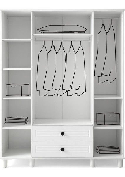 Finike Mdf 4 Kapaklı Dolap-Beyaz fiyatları