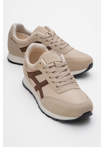 Anorak Bağcıklı Kadın Spor Ayakkabı Bej Kahve