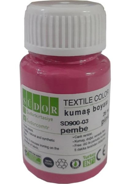 Kumaş Boyası Tişört Çanta Tekstil Boyası 25 ml 1 Adet Südor Kumaş Boyası