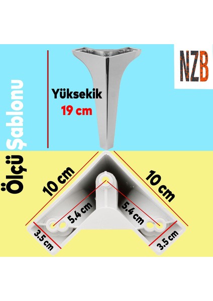 Mobilya Kanepe Sehpa Tv Ünitesi Koltuk Ayağı 19 cm Parlak Krom Baza Ayak 4 Adet