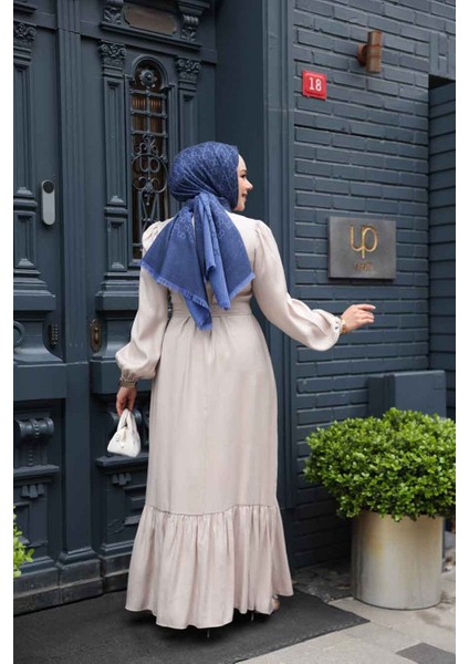 Taş Detaylı Taş Tesettür Jakar Elbise 23891TAS