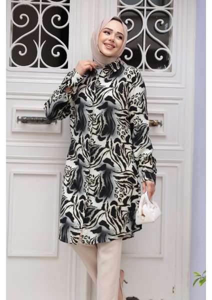 Desenli Füme Tesettür Viskon Tunik 11742FU fiyatları