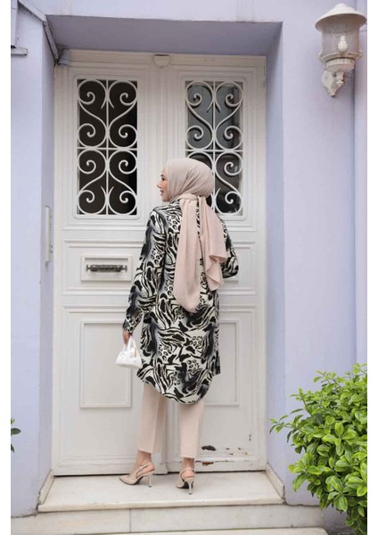 Desenli Füme Tesettür Viskon Tunik 11742FU modelleri