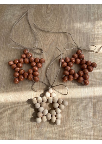 Dekoratif Ahşap Boncuklu 3 Lü Set Yıldız Mutfak Salon Balkon Çoçuk Bebek Odası Duvar Süsü Kapı Süsü fiyatları