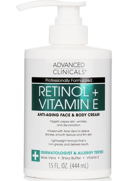 Retinol + E Vitamini Yüz ve Vücut Kremi 444ML