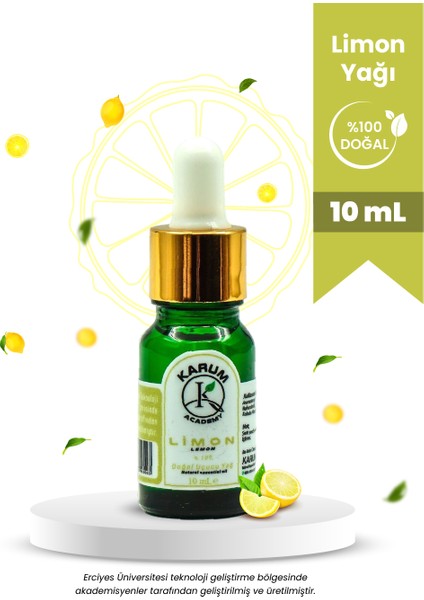 Doğal Cam Damlalıklı Limon Uçucu Yağ 10ml