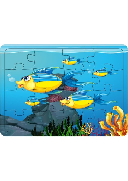 Çocuklar Için 5'li 80 Parça Ahşap Puzzle Yapboz Seti 1