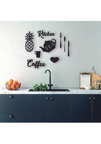 Kıtchen Yazı Mutfak Süsü Setı 3 mm Mdf Duvar Süsü Ahşap Set Lazer Kesım