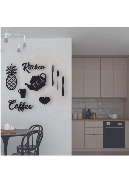 Kıtchen Yazı Mutfak Süsü Setı 3 mm Mdf Duvar Süsü Ahşap Set Lazer Kesım