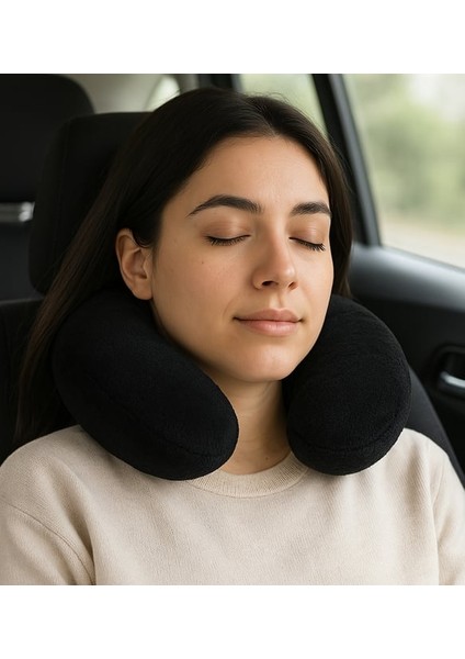 Harika Peluş U Tipi Boyun Yastığı Yumuşak ve Ergonomik Seyahat Konforu