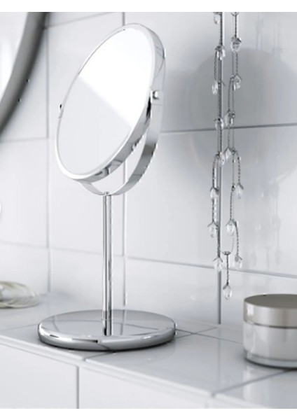 Çift Taraflı Büyüteçli Makyaj Aynası Büyüteçli Masa Aynası 17 cm Çap Ayna modelleri