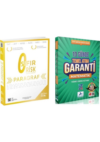 Paragraf Sıfır Risk ve Paraf Yayınları TYT Matematik Z Takımı 10 Günde Temel Atma Garanti Video Ders Kitabı