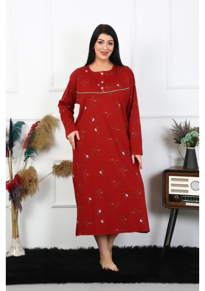 Kadın Büyük Beden Uzun Kol Bordo Anne Gecelik fırsatları