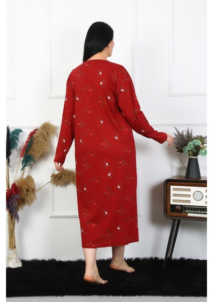 Kadın Büyük Beden Uzun Kol Bordo Anne Gecelik indirimleri