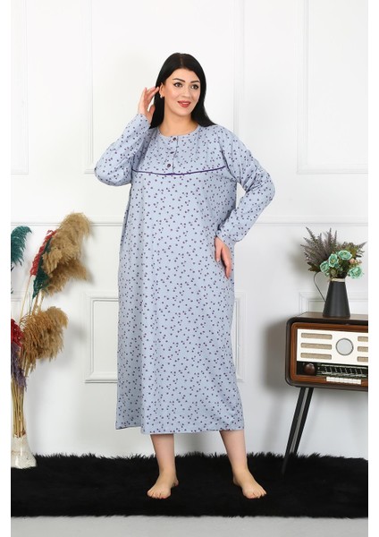 Kadın Büyük Beden Uzun Kol Indigo Anne Gecelik fiyatları