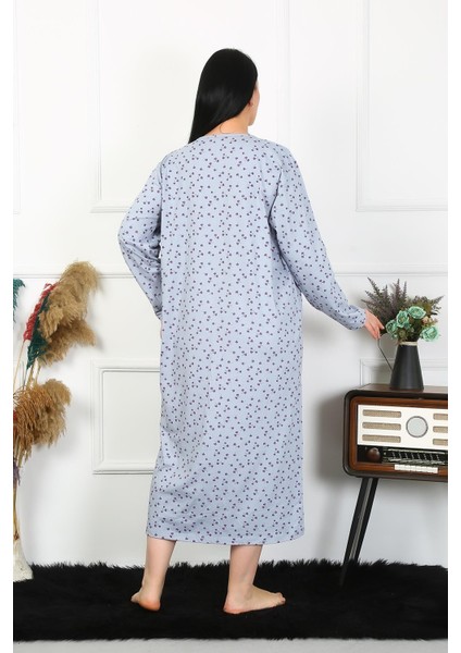 Kadın Büyük Beden Uzun Kol Indigo Anne Gecelik fırsatları
