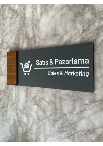 Wooden Serisi Mat Antrasit Satış&pazarlama Yönlendirme Levhası modelleri