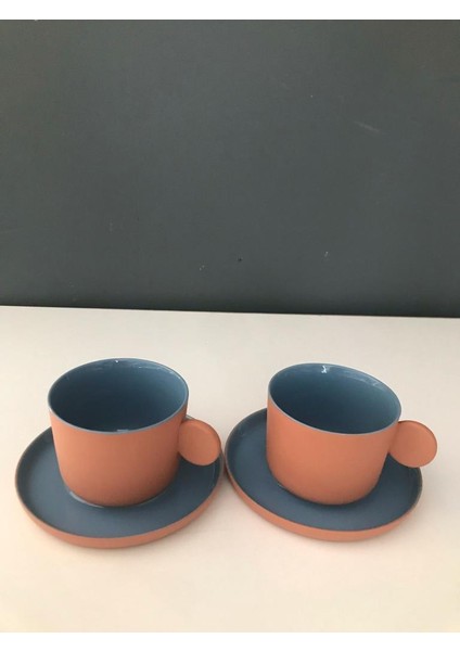 Thın Terra Mavi Porselen 2 Li Fincan Seti 100 ml