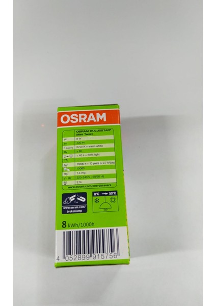 Duluxstar Mini Twist 8W/2700K 430LM E14 - Spiral Lamba- Sarı Işık