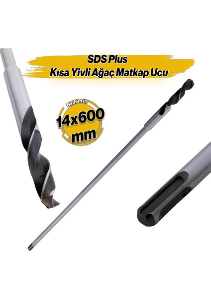 Matkap Uyumlu Sds Plus Kısa Yivli Ağaç Matkap Ucu Hilti Ucu 14 cm 60 cm 14 x 600 mm