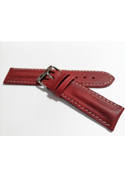 Her Saate Uygun Bombeli 22 mm Piramit Modeli Uzun Xl Hakiki Deri (226) Kırmızı