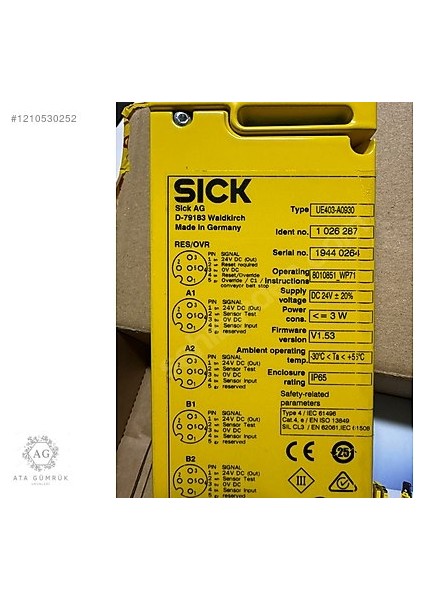 Sıck UE403-A0930 Serisi Giriş/çıkış Modülü, 24 V Dc