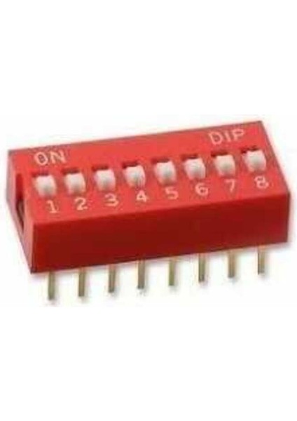 5 Adet 8 Pin Dıp Switch Kırmızı On‑off 2.54 mm Pcb