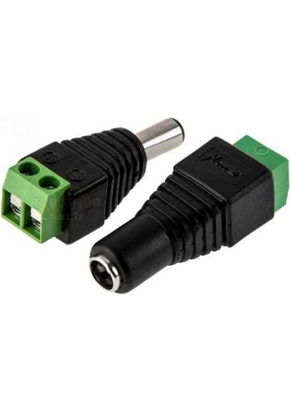 2 Set 2.1mm Dc Power Dişi Jak Klemensli Erkek Jack Cctv Konnektör Toplam 4 Parça
