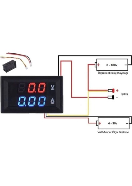 Dijital Voltmetre Dijital Ampermetre Dual Dc 0-100v 10a