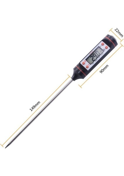 Tp101 Dijital Gıda Termometresi - Elektronik Sıvı Sıcaklık Kalemi (SİYAH)