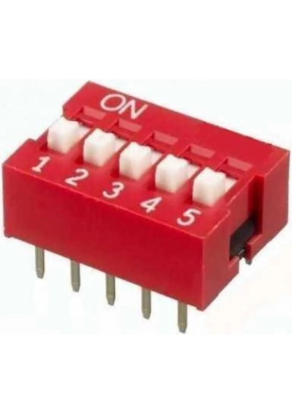 5 Adet 5 Pin Dıp Switch Kırmızı On‑off 2.54 mm Pcb