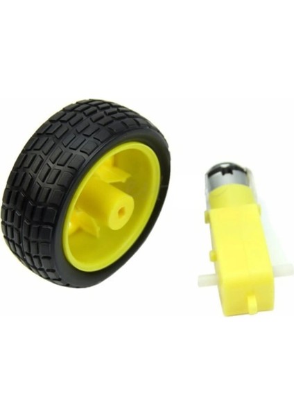 4 Adet - Arduino Robot Tekerlek Ve Dc Motor Seti - Redüktörlü Motor 250 Rp