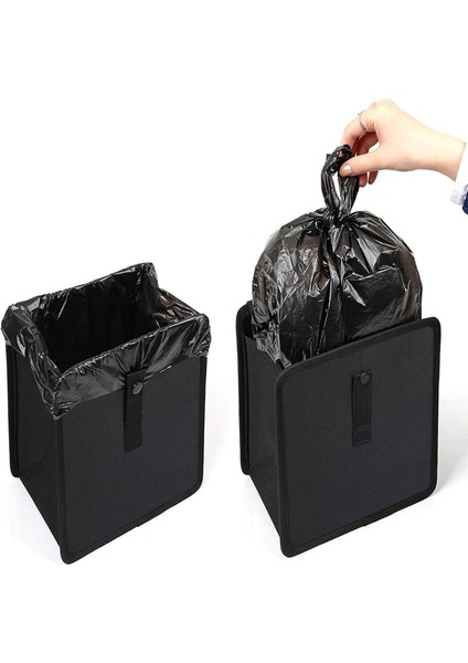 Araç Çöp Kutusu Çöp Kovası Torbası Su Geçirmez Çöp Çantası Katlanabilir Organizatör 6.8 Litre Siyah
