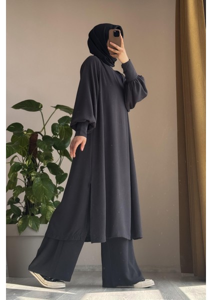 Manşet Detaylı Pantolonlu Takım-Antrasit fiyatları