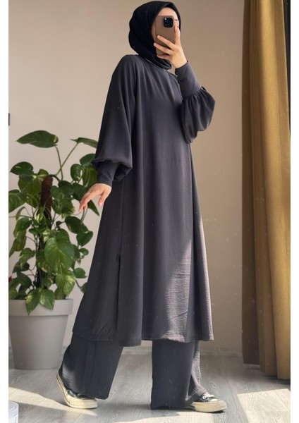 Manşet Detaylı Pantolonlu Takım-Antrasit fırsatları