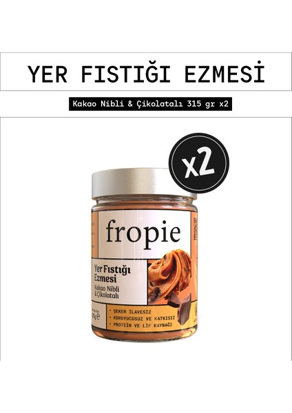 Yer Fıstığı Ezmesi - Kakao Nibli ve Çikolatalı 315 gr x 2 Adet