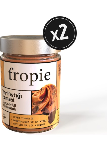 Yer Fıstığı Ezmesi - Kakao Nibli ve Çikolatalı 315 gr x 2 Adet