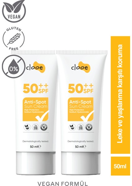 2’li Güneş Kremi Spf 50 | Anti Spot – Vegan – Glutensiz – 50ML x 2