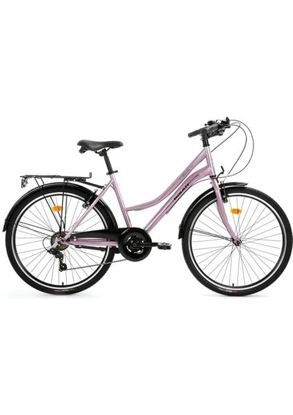 Smıle-23 Bayan Şehir Bisikleti 44CM V 28 Jant 7 Vites Pudra Pembe Siyah