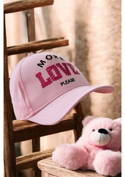 (4-8 Yaş) Mini Star Love Yazılı Kız çocuk şapka - Pembe