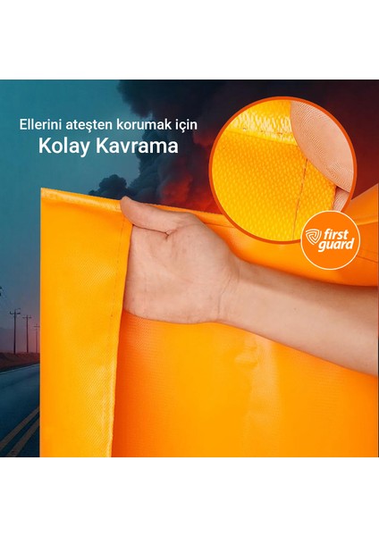 Yanmaz Pelerin ve Yangın Battaniyesi, 550°C (1022°F) DAYANIKLI,%100 Fiberglas, 160X145 Cm, Askı Aparatı Hediyeli,ce EN1869:2019