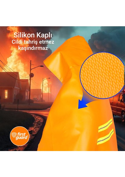 Yanmaz Pelerin ve Yangın Battaniyesi, 550°C (1022°F) DAYANIKLI,%100 Fiberglas, 160X145 Cm, Askı Aparatı Hediyeli,ce EN1869:2019