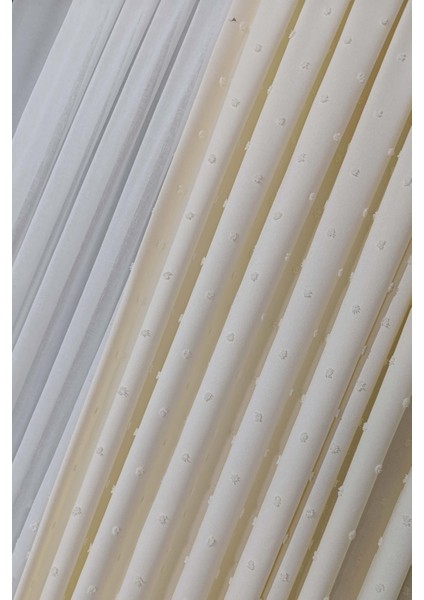 Taç Iskandinav Ponponlu Fon Perde Krem 1x3 Sık Pile indirimleri