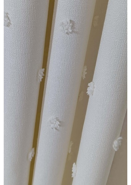 Taç Iskandinav Ponponlu Fon Perde Krem 1x3 Sık Pile