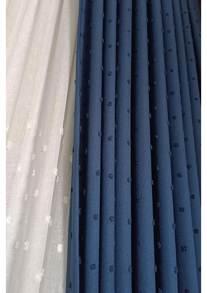 Taç Iskandinav Ponponlu Fon Perde Indigo 1x3 Sık Pile fiyatları