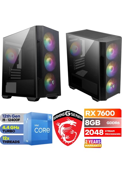 Gaming Pc Ddr4 – Rx 7600 8gb – Intel I5 12400F – 32 GB Ddr4 Ram – 1 Tb M.2 SSD – Windows 11 Pro Masaüstü Bilgisayar
